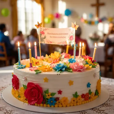 Festive Church Anniversary Cake Celebration Banner