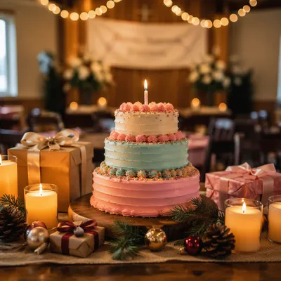 Church Anniversary Cake Celebration Banner Scene