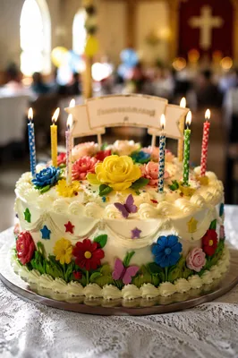 Festive Church Anniversary Cake Celebration Banner