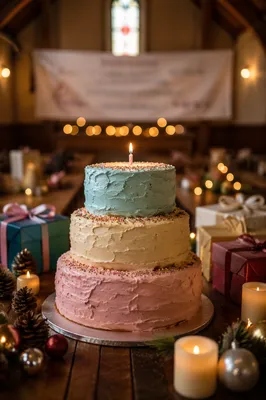 Church Anniversary Cake Celebration Banner Scene