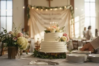 Church Anniversary Cake Celebration Banner Scene