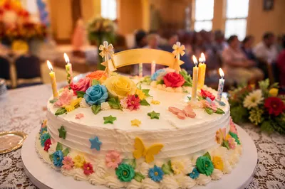 Festive Church Anniversary Cake with Candles