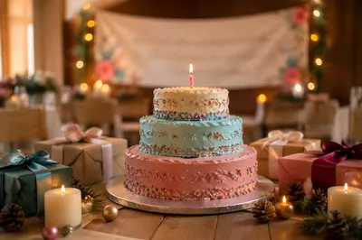 Church Anniversary Cake Celebration Banner Scene