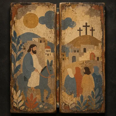 Antique Devotional Diptych in Church Gallery