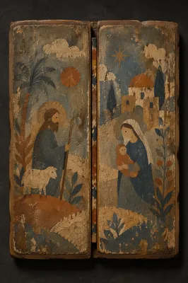 Antique Devotional Panel in Church Gallery