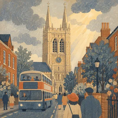 Sunday Morning Church Bell Tower Scene
