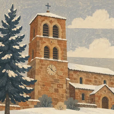 Historic Church Bell Tower on Sunday