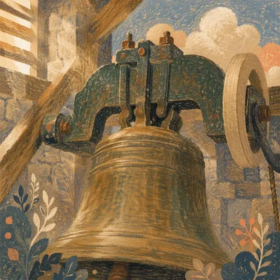 Sunday Morning Church Bell Tower Close-Up