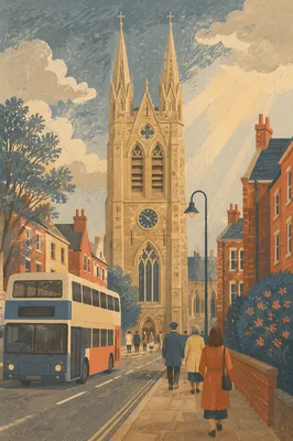 Sunday Morning Church Bell Tower Scene