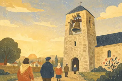 Sunday Morning Church Bell Tower Glow