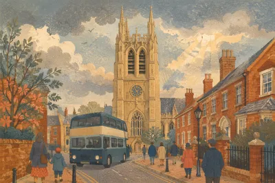Sunday Morning Church Bell Tower Street