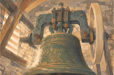 Sunday Morning Church Bell Tower Close-Up