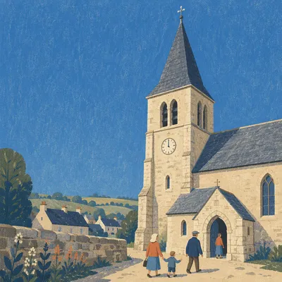 Stone Church Bell Tower Under Blue Sky