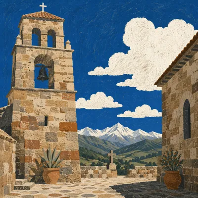 Ancient Church Bell Tower Under Blue Sky