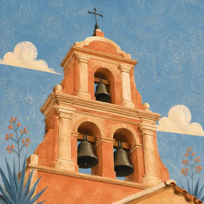 Historic Church Bell Tower Under Blue Sky