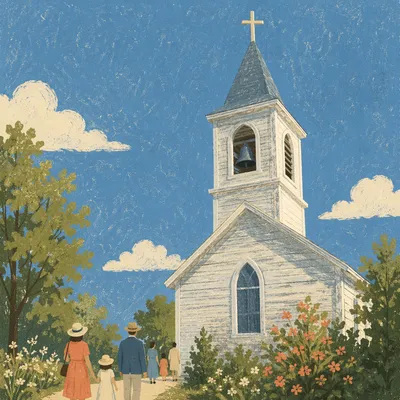 White Church Bell Tower Under Blue Sky