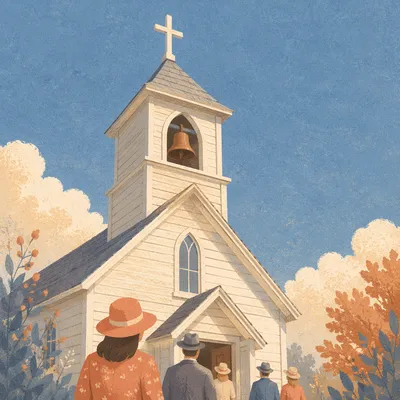 White Church Bell Tower Under Blue Sky