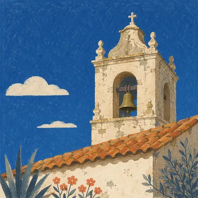 Historic Church Bell Tower Under Blue Sky