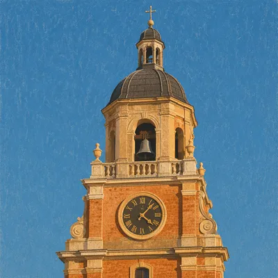 Historic Church Bell Tower Under Blue Sky