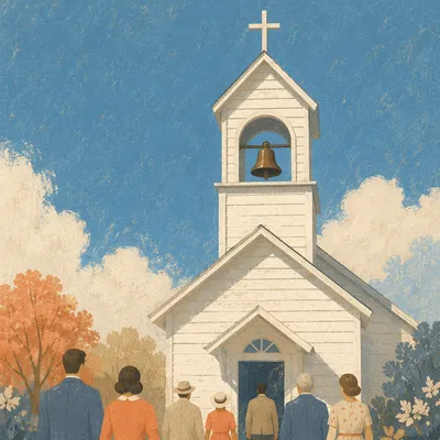 White Church Bell Tower Under Blue Sky