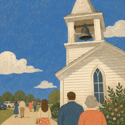 White Church Bell Tower Under Blue Sky
