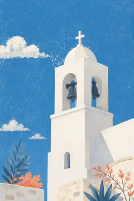 White Church Bell Tower Under Blue Sky