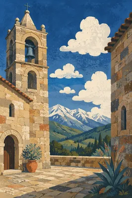 Ancient Church Bell Tower Under Blue Sky