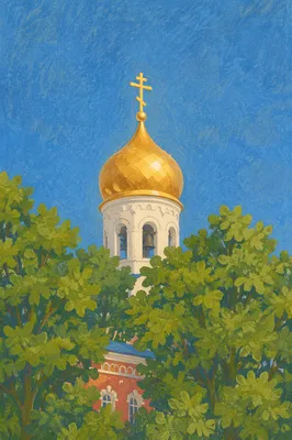Golden Church Bell Tower Under Blue Sky