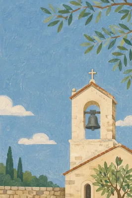 Countryside Church Bell Tower Under Blue Sky