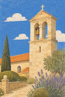 Historic Church Bell Tower Under Blue Sky