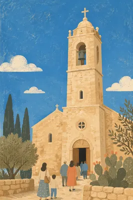 Old Church Bell Tower Under Blue Sky