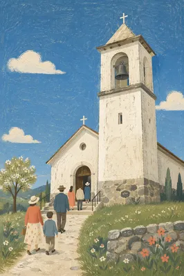 White Church Bell Tower Under Blue Sky