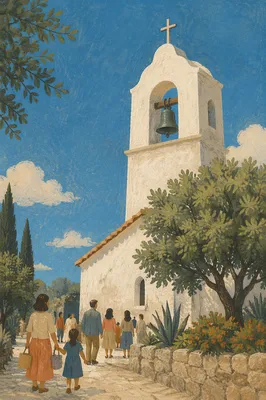 White Church Bell Tower Under Blue Sky
