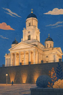 Twilight Church Bell Tower Under Blue Sky