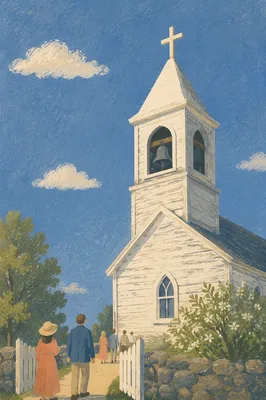 White Church Bell Tower Under Blue Sky