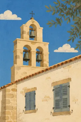 Historic Church Bell Tower Under Blue Sky