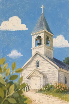 Modest Church Bell Tower Under Blue Sky