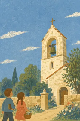 Countryside Church Bell Tower Under Blue Sky