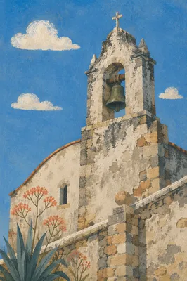 Old Church Bell Tower Under Blue Sky