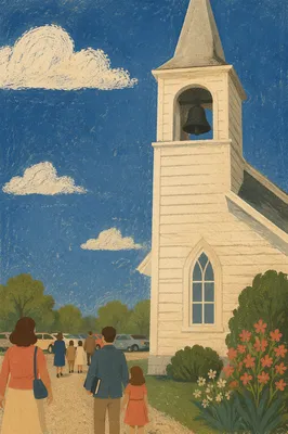 White Church Bell Tower Under Blue Sky