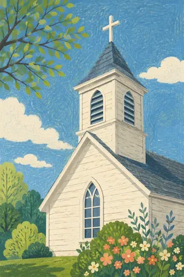 Country Church Bell Tower Under Blue Sky