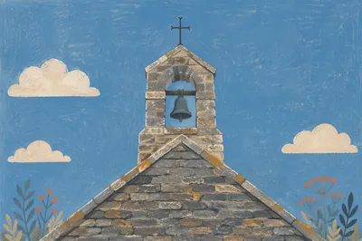 Rural Church Bell Tower Under Blue Sky
