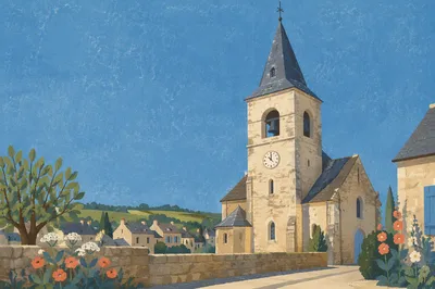 Rural Church Bell Tower Under Blue Sky