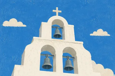 White Church Bell Tower Under Blue Sky