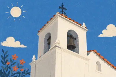 White Church Bell Tower Under Blue Sky