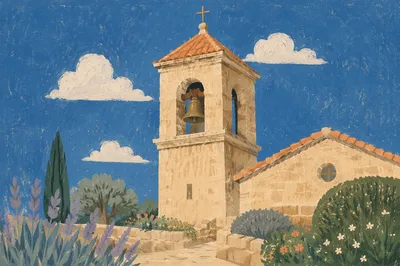 Historic Church Bell Tower Under Blue Sky
