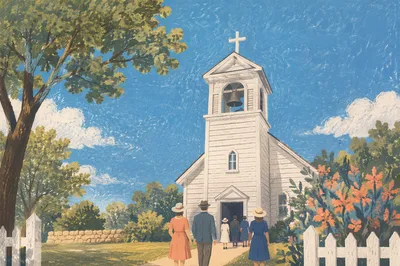 White Church Bell Tower Under Blue Sky