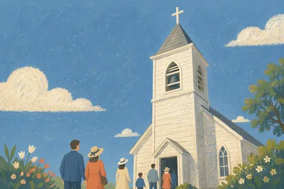White Church Bell Tower Under Blue Sky