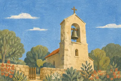 Countryside Church Bell Tower Under Blue Sky