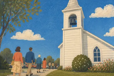 White Church Bell Tower Under Blue Sky